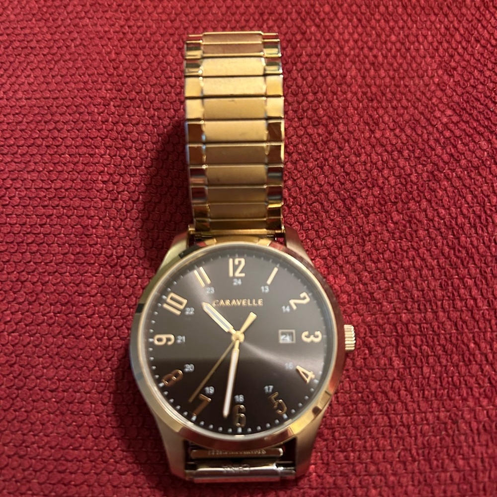 Caravelle Goldtone and Black Men's or unisex Watch
